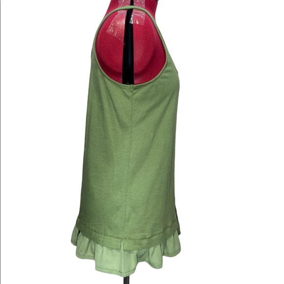 J Crew Tank Green Ruffle Hem Tank Top Shirt Small New With Tags - Picture 7 of 12